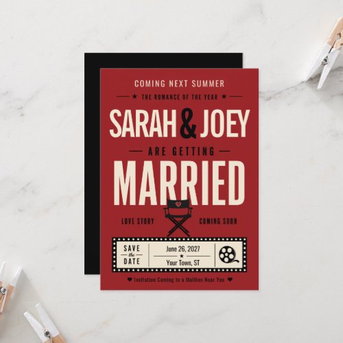 Movie Trailer Theater Cinema Red Save the Date Invitation