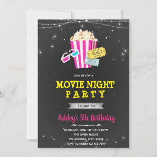 Movie under the stars girl party invitation
