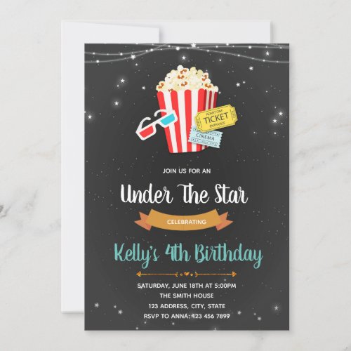 Movie under the stars party invitation