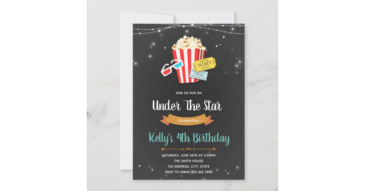 Movie under the stars party invitation | Zazzle
