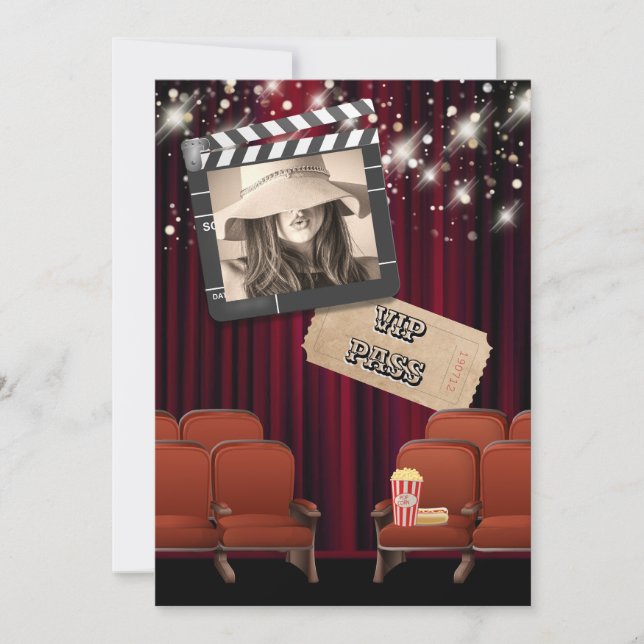 Movie VIP photo lights cinema screening party Invitation (Front)
