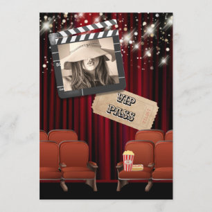 Movie VIP photo lights cinema screening party Invitation