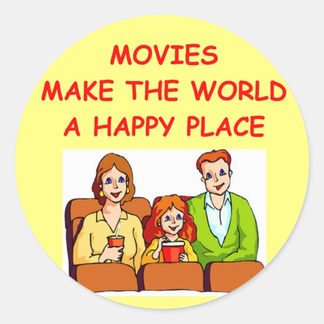 movies classic round sticker (Front)