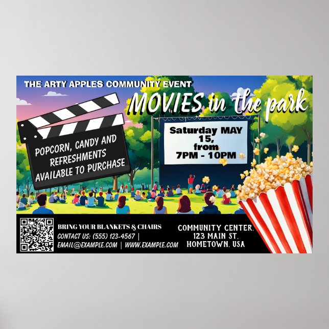 Movies in the Park Banner qr code Poster (Front)