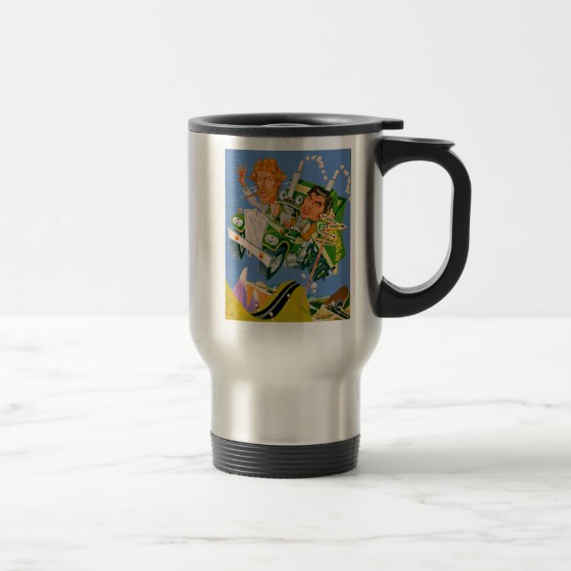 Movin' On Blue Sky Caricature Travel Mug (Right)
