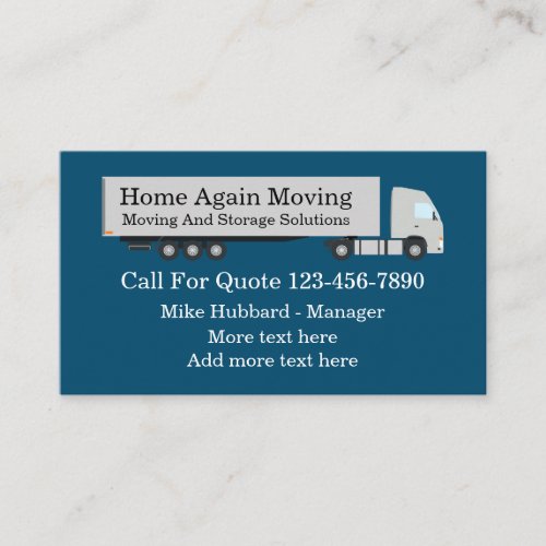 Moving And Storage Services Business Card
