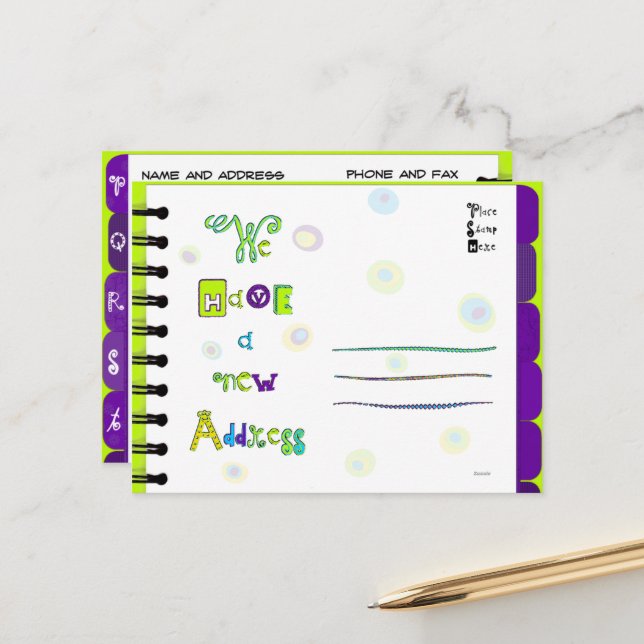 Moving Announcement Address Book P-T Postcard (Front/Back In Situ)