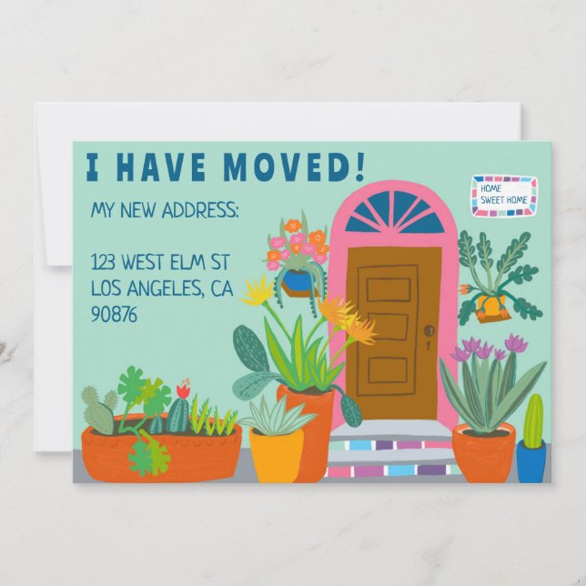 Moving Announcement Address Colorful Front Door  (Front)