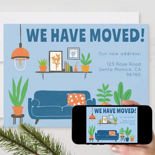 Moving Announcement Address Cute Living Room Card