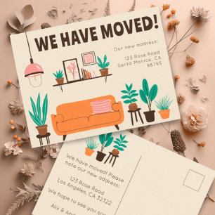 Moving Announcement Address Cute Living Room Sofa Postcard