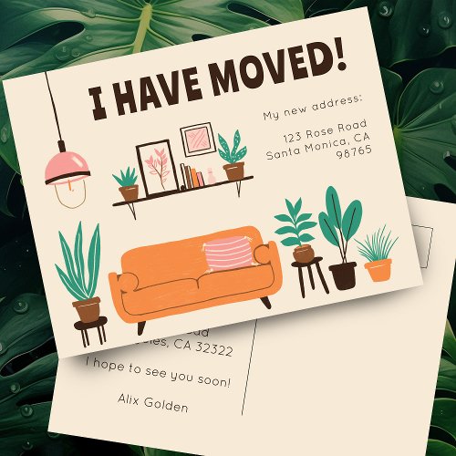 Moving Announcement Address Cute Living Room Sofa  Postcard