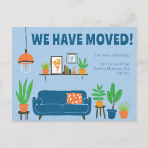 Moving Announcement Address Cute Living Room Sofa  Postcard