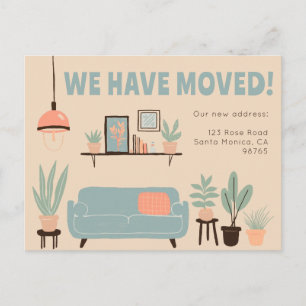 Moving Announcement Address Cute Living Room Sofa  Postcard
