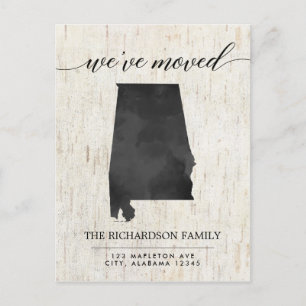 Moving announcement, Alabama state rustic Invitation Postcard