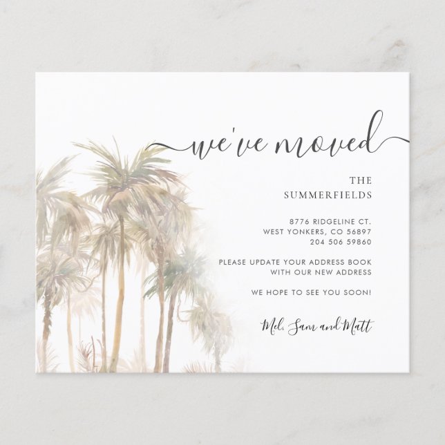 Moving Announcement Budget Coastal Palm Trees (Front)