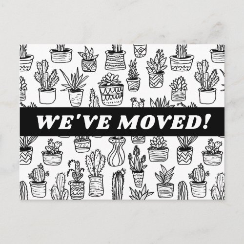 MOVING ANNOUNCEMENT Cacti Houseplants Pattern Postcard