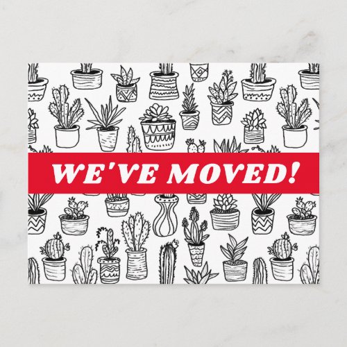 MOVING ANNOUNCEMENT Cacti Houseplants Pattern Postcard