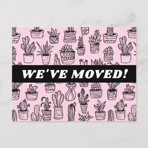 MOVING ANNOUNCEMENT Cacti Houseplants Pattern Postcard