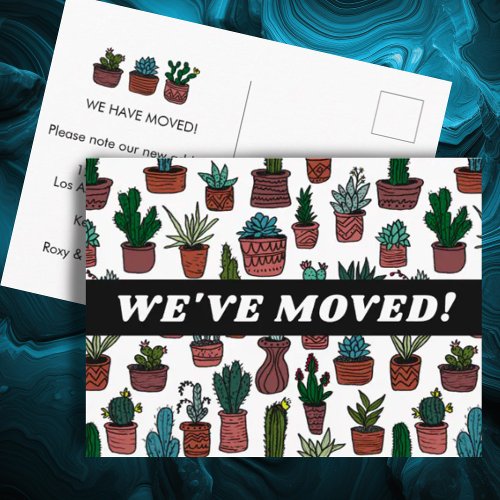 MOVING ANNOUNCEMENT Cacti Houseplants Pattern Postcard