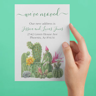 Moving Announcement Cactus Succulent Blooming