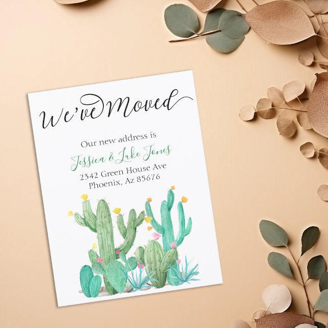 Moving Announcement Card Cactus Succulent Southwes (Creator Uploaded)