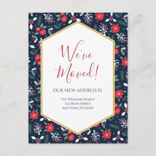 Moving Announcement Christmas Florals  Postcard