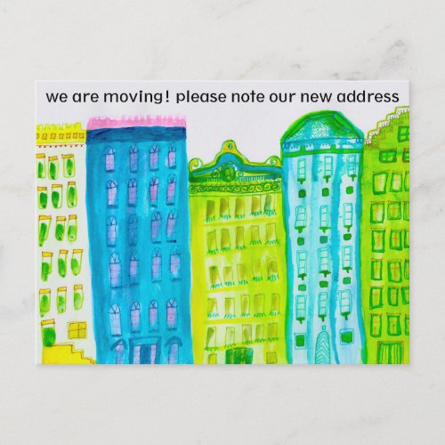 MOVING ANNOUNCEMENT Cityscape Apartments New York Postcard