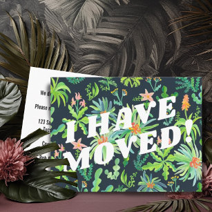 MOVING ANNOUNCEMENT Colorful Jungle Botanicals  Postcard