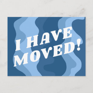 MOVING ANNOUNCEMENT Colorful Stripes Bold Blue Postcard