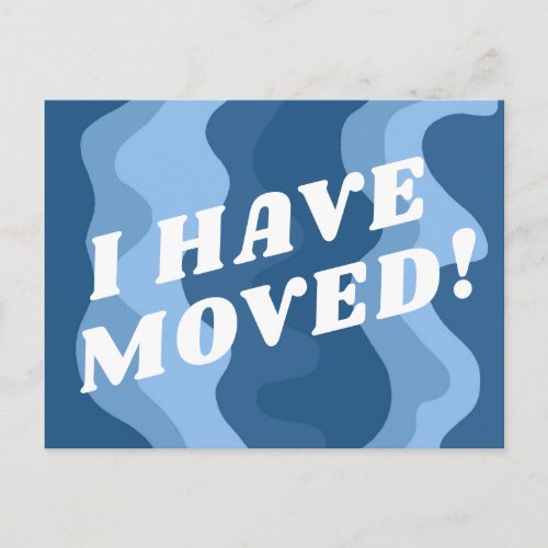 MOVING ANNOUNCEMENT Colorful Stripes Bold Blue Postcard