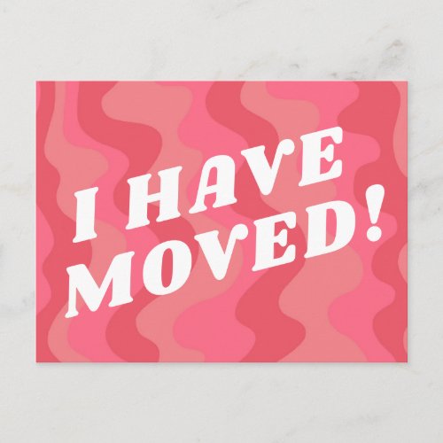 MOVING ANNOUNCEMENT Colorful Stripes Bold Pink Postcard