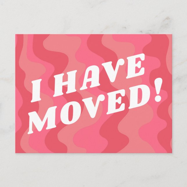 MOVING ANNOUNCEMENT Colorful Stripes Bold Pink Postcard (Front)
