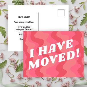 MOVING ANNOUNCEMENT Colorful Stripes Bold Pink Postcard