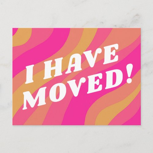 MOVING ANNOUNCEMENT Colorful Stripes in Pink Postcard