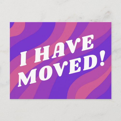 MOVING ANNOUNCEMENT Colorful Stripes in Purple Postcard