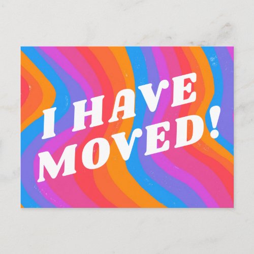 MOVING ANNOUNCEMENT Colorful Stripes Rainbow Postcard