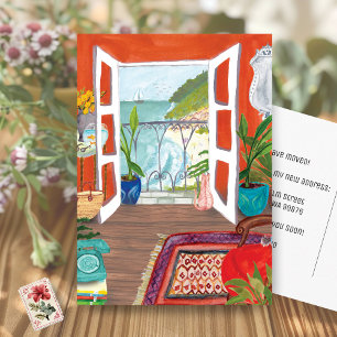 MOVING ANNOUNCEMENT Custom New Address Watercolor Postcard