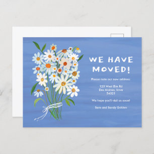 MOVING ANNOUNCEMENT Cute Daisy Bouquet Handpainted Postcard