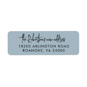 Moving Announcement Dusty Blue Return Address Label