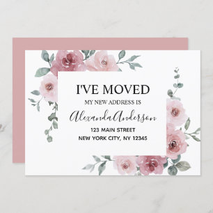 Moving Announcement Dusty Pink Floral