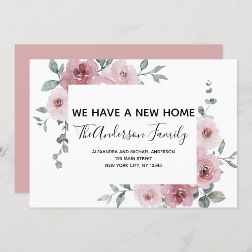 Moving Announcement Dusty Pink Floral