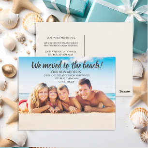 Moving Announcement Family Photo Beach Postcard