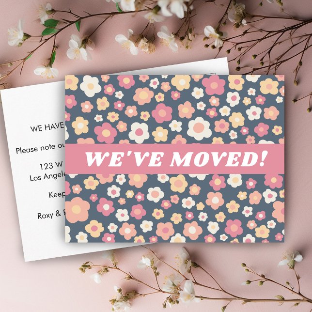 MOVING ANNOUNCEMENT Floral Daisies Pattern CUSTOM  Postcard (MOVING ANNOUNCEMENT Floral Daisies Pattern CUSTOM Postcard
)