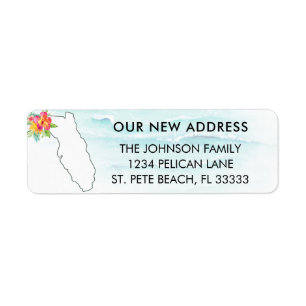 Moving Announcement Florida Map Return Address Label