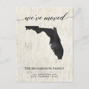 Moving announcement, Florida state rustic Invitation Postcard