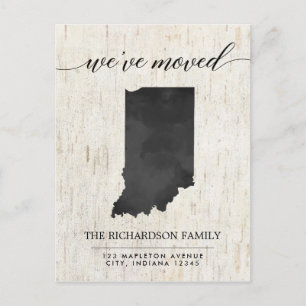Moving announcement, Indiana state rustic Invitation Postcard