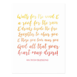 Moving Announcement Irish Blessing Postcard