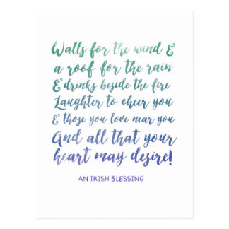 Moving Announcement Irish Blessing Postcard