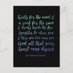 Moving Announcement Irish Blessing Postcard Black