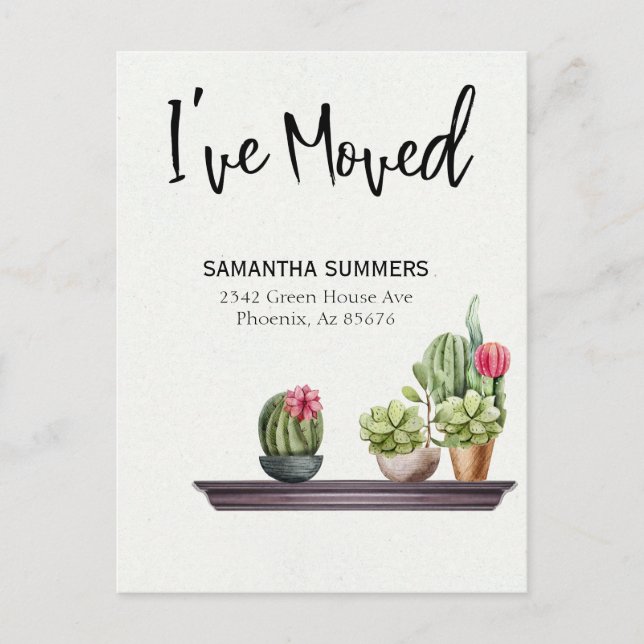 Moving Announcement I've Moved Potted Plants Postcard (Front)